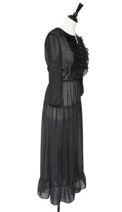 Twelfth Street Cynthia Vincent Dress - Black Maxi Cotton - Fit S / UK 10