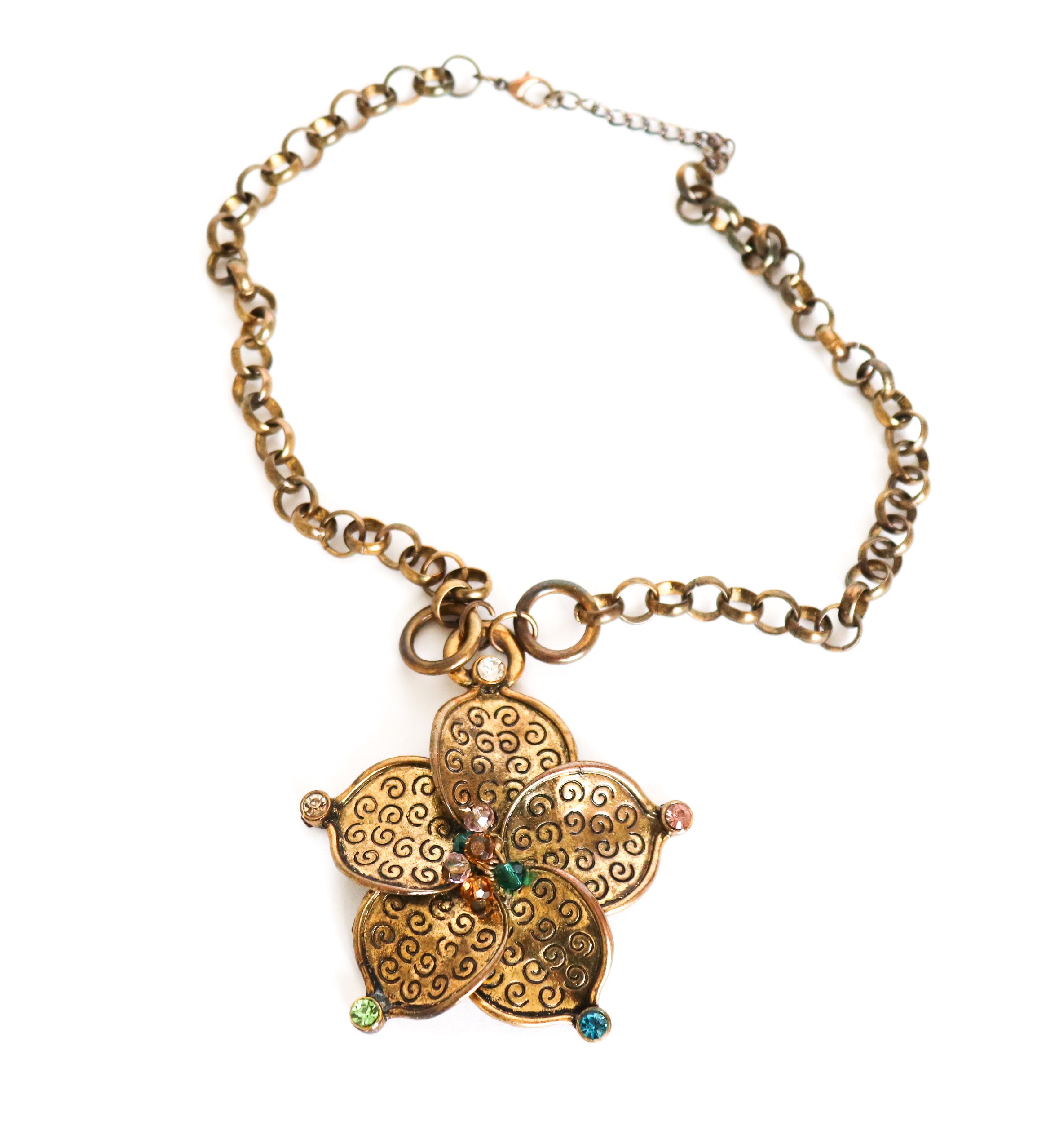 Vintage 1960s Pendant Necklace - Brass - Large