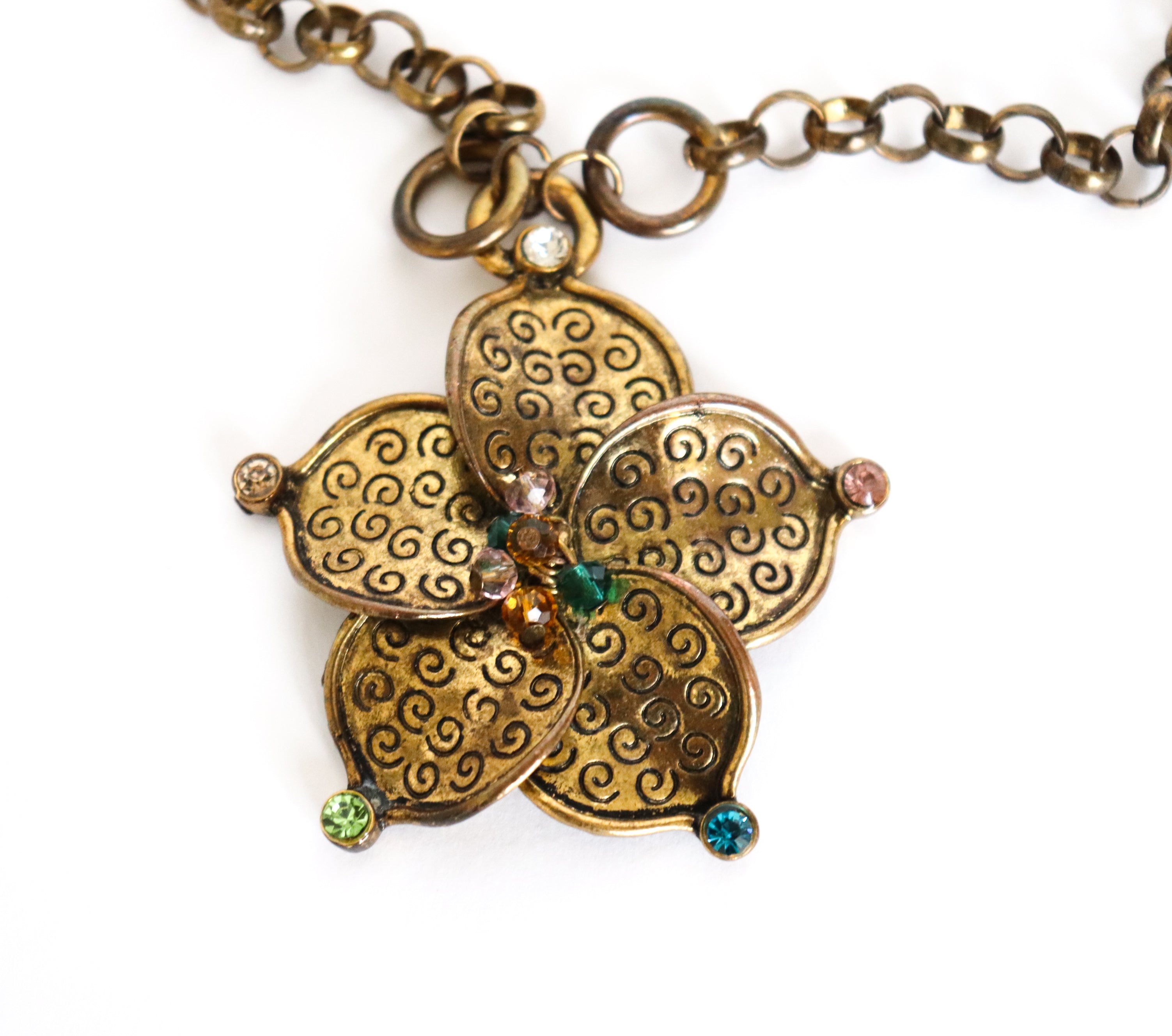 Vintage 1960s Pendant Necklace - Brass - Large