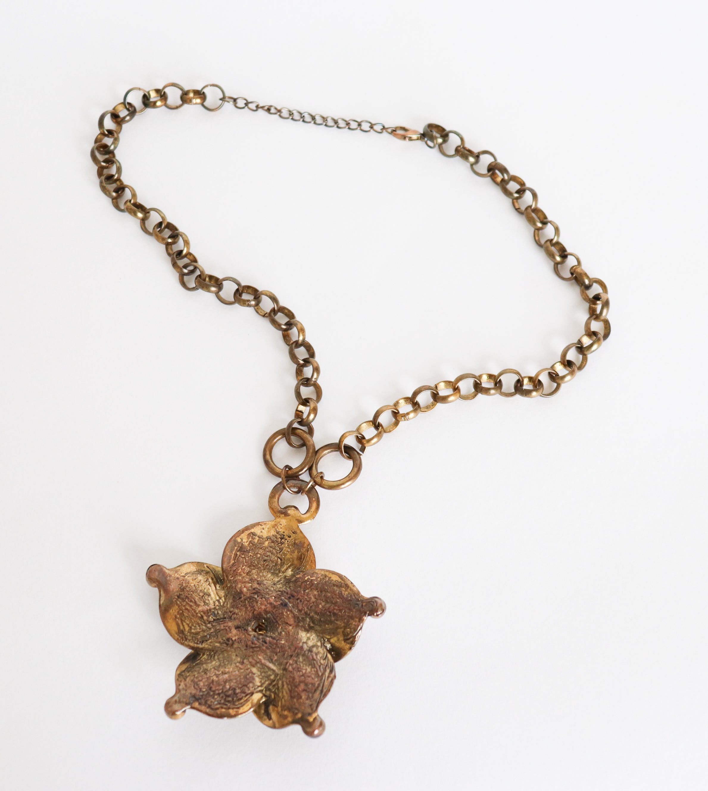 Vintage 1960s Pendant Necklace - Brass - Large