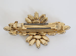 Vintage White / Blue Rhinestone Hair Barrette - Diamante -  Large