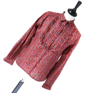 Jaeger Vintage Cotton Ruffle Blouse - Long Sleeves  - 1980s - S / UK 10