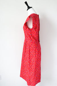 Vintage Red Cotton Spotted Summer Dress - 1940s Fitted Style - Small / UK 10