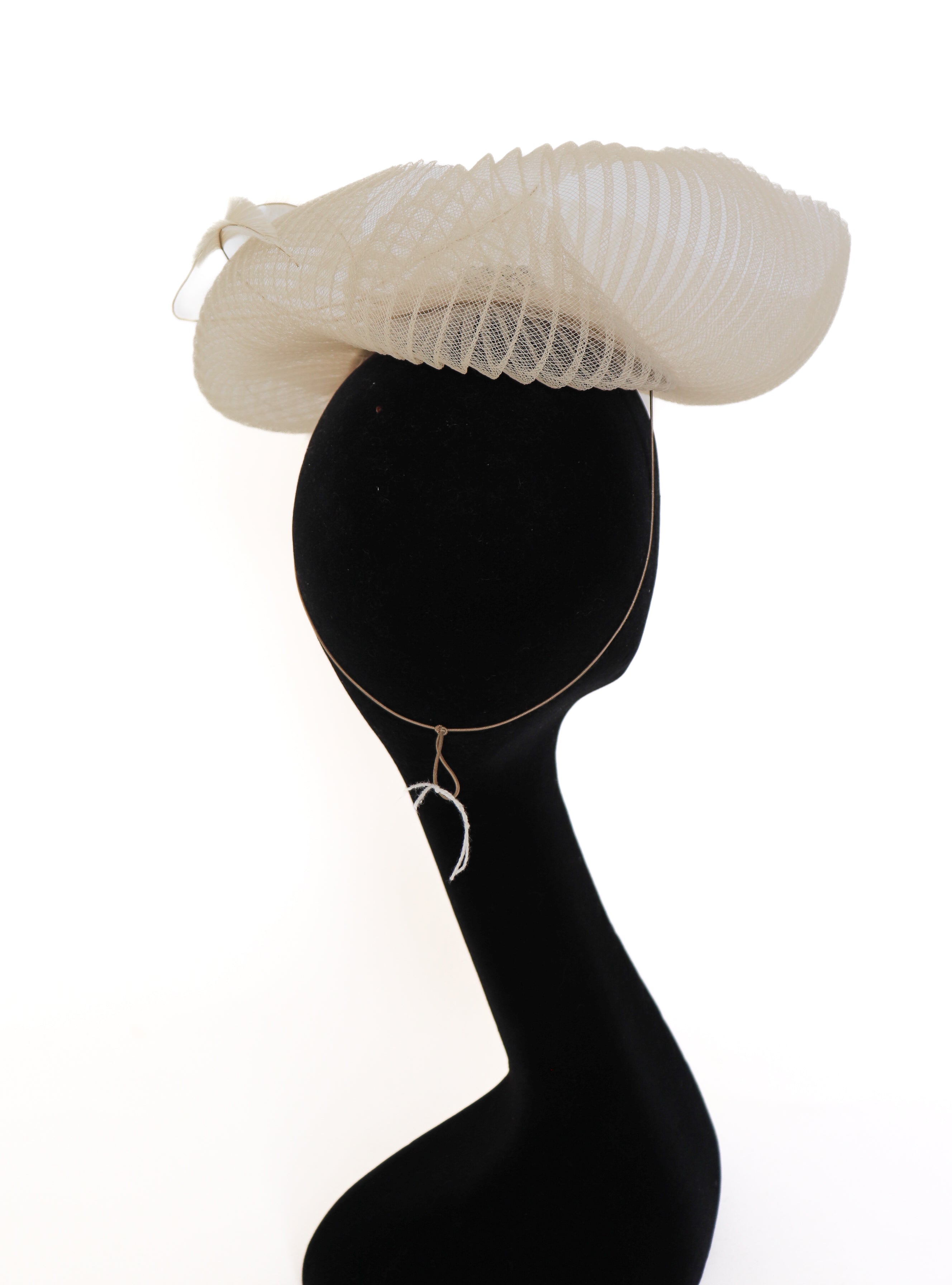 Nerida Fraiman Fascinator Hat - Ascot - Sequins / Feathers - Cream