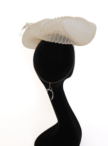 Nerida Fraiman Fascinator Hat - Ascot - Sequins / Feathers - Cream