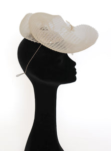 Nerida Fraiman Fascinator Hat - Ascot - Sequins / Feathers - Cream