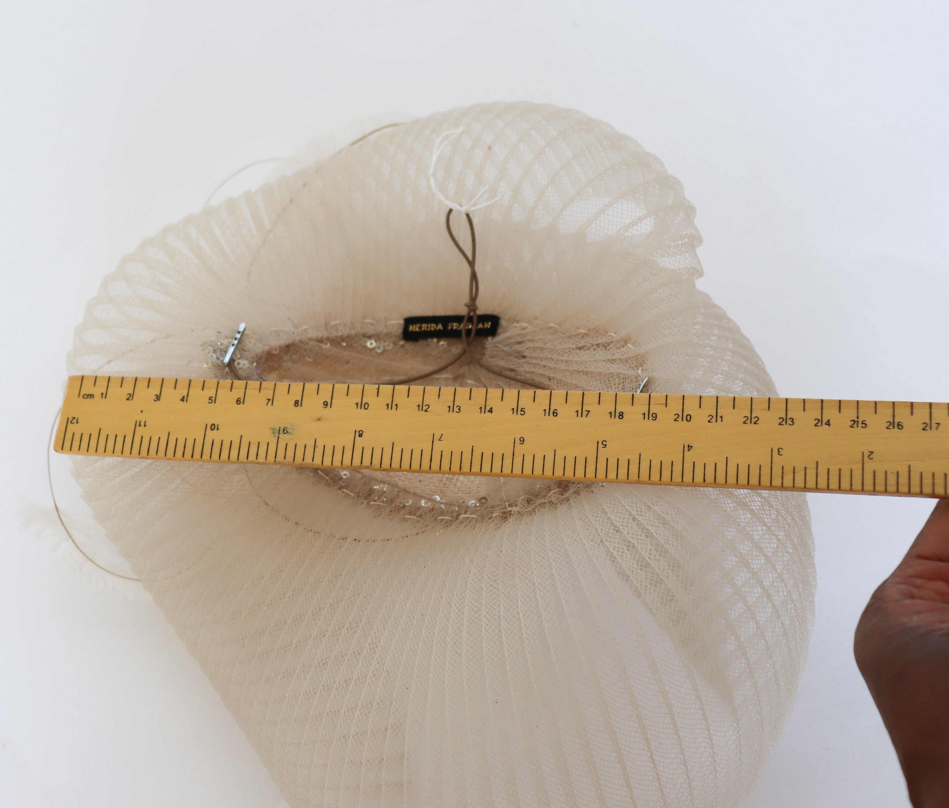 Nerida Fraiman Fascinator Hat - Ascot - Sequins / Feathers - Cream