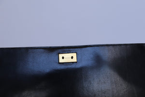 Vintage Top Handle Bag - Black Leather 1970s - Small