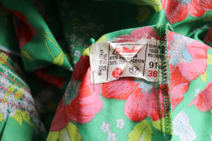 1970s  St Michael Vintage M&S Night Dress - Green Floral - Fit  M / UK 12