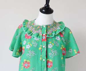 1970s  St Michael Vintage M&S Night Dress - Green Floral - Fit  M / UK 12