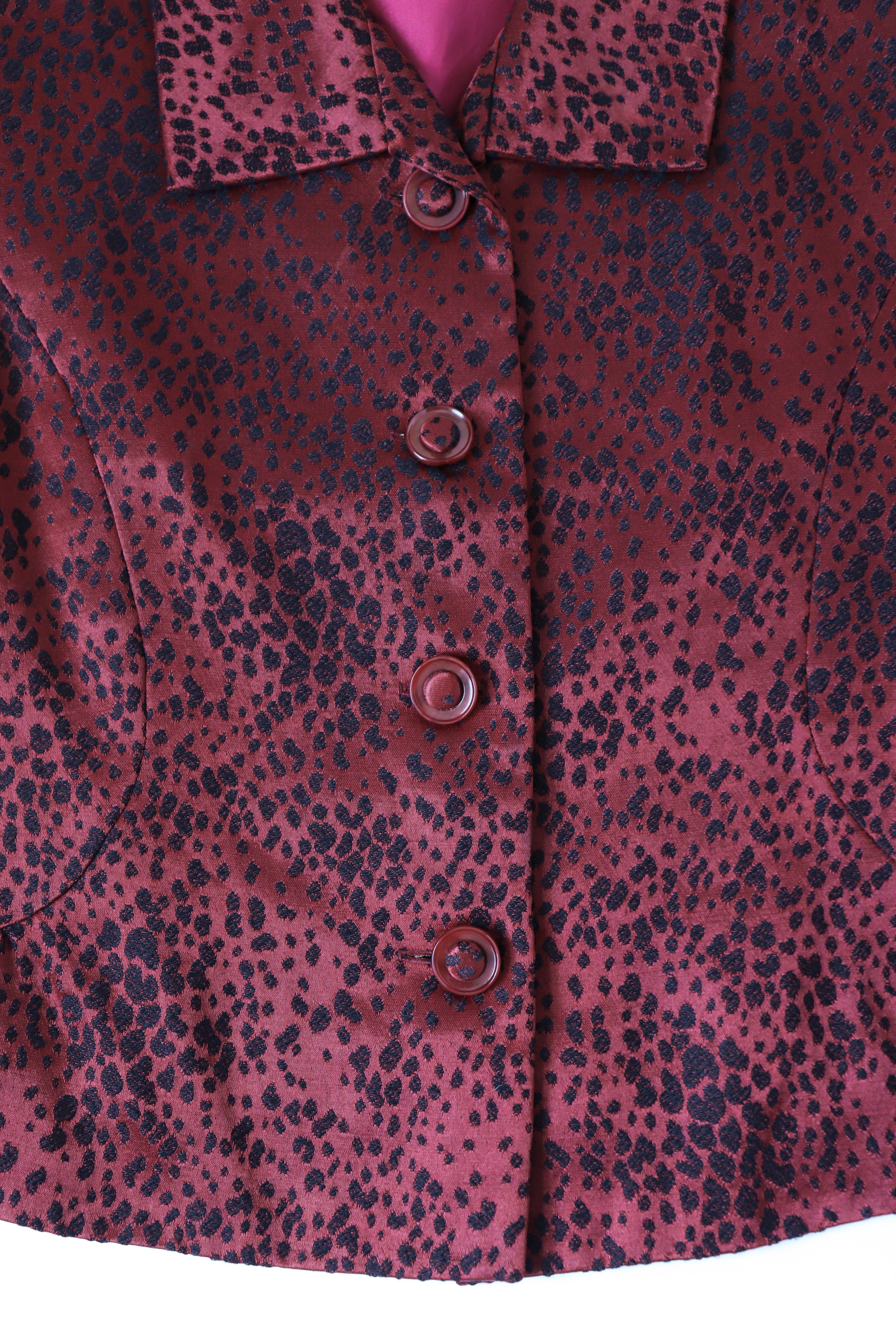 1950s Spotted Cropped Jacket - Marie Moore - Vintage - Red - Fit L / UK 14