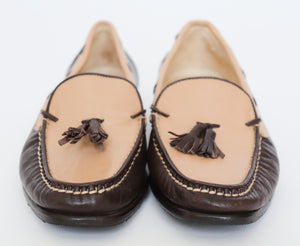 Vintage Tassel Loafers - Brown / Beige - Good Going - 37.5- Fit 37 / UK 4