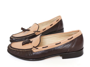 Vintage Tassel Loafers - Brown / Beige - Good Going - 37.5- Fit 37 / UK 4