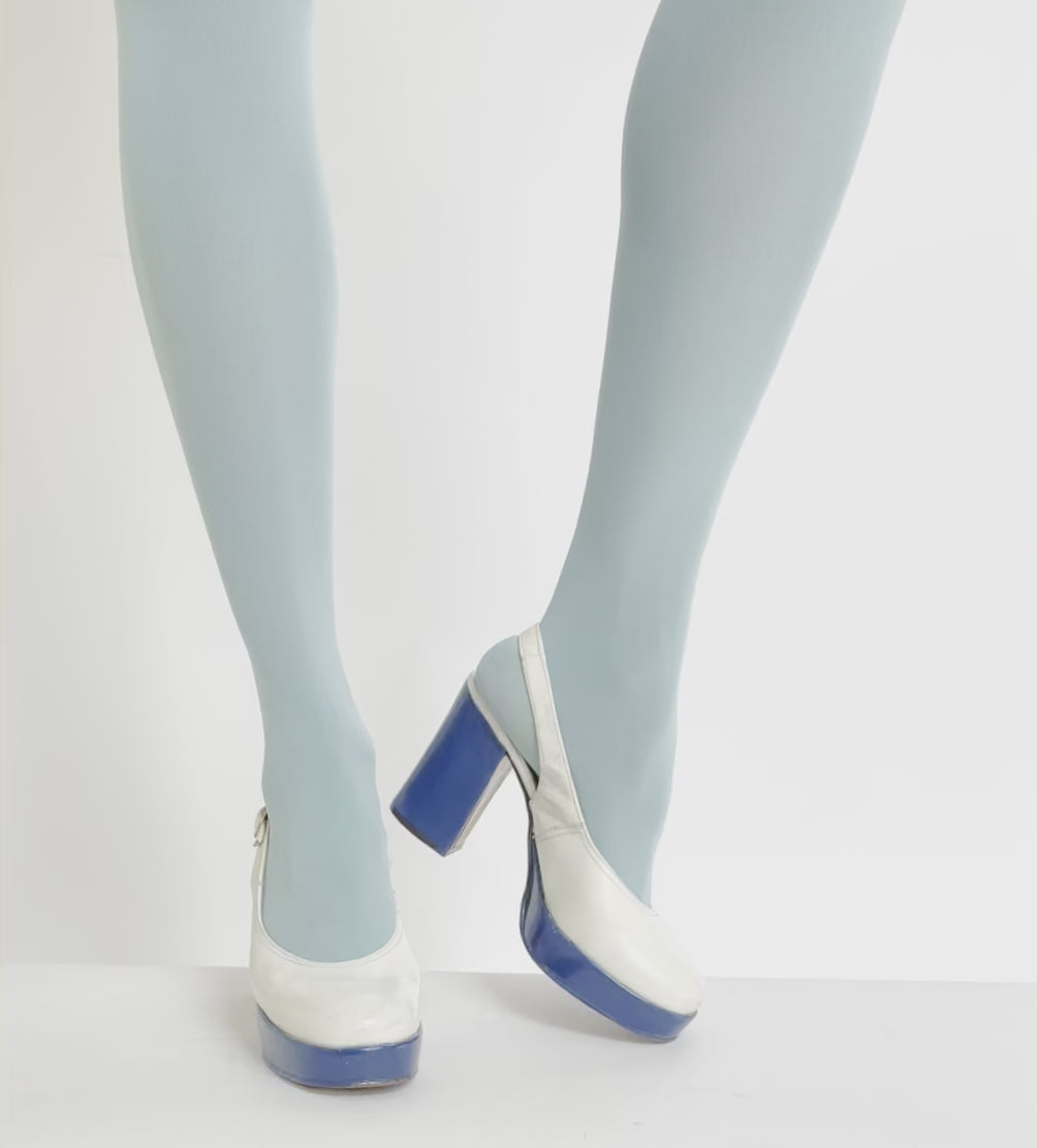 1970s Vintage Platform Shoes - White / Blue - Gabor - Fit  38 / UK 5