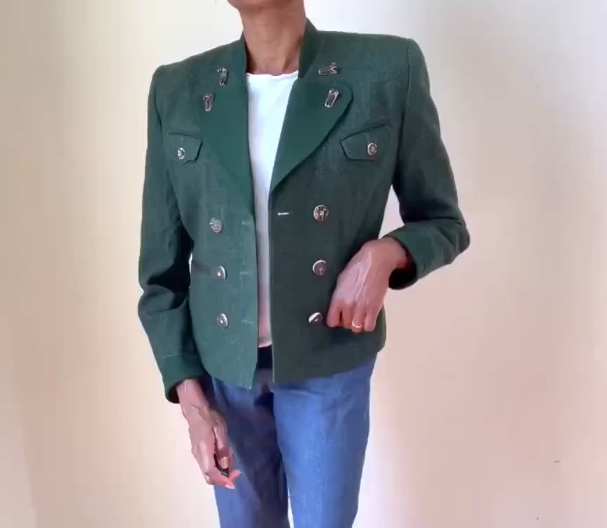 Vintage Tirol Trachten Jacket - Green Wool - Barbara's Trachtenladen - M / UK 12