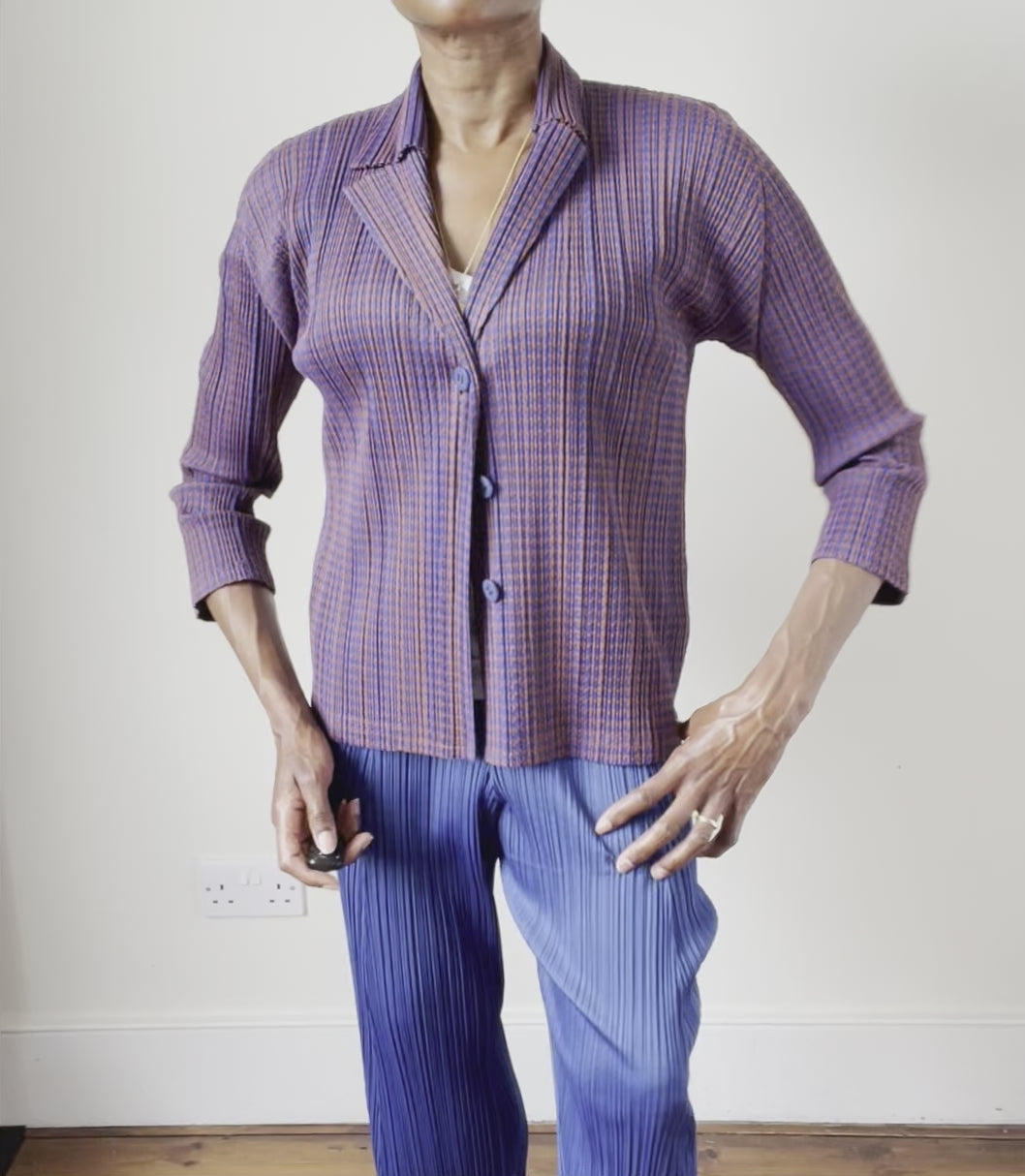 Issey Miyake Pleats Please Cardigan - Ramie Check - JPN 3 (Fit S / M)