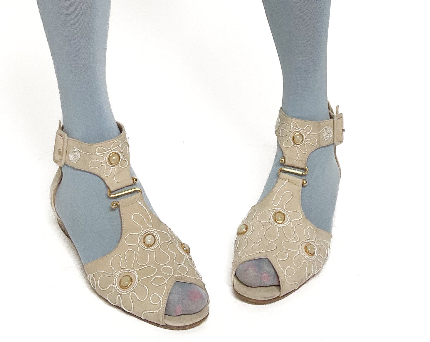 Gladiator Flat Sandals - Cream Suede Leather - ALBERTO FABIANI - 39 / UK 6