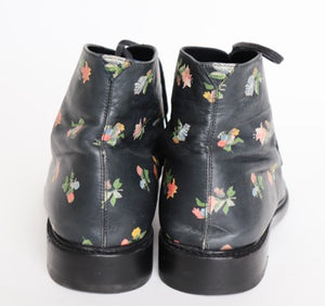 Saint Laurent YSL Lolita Boots Black Floral  Ankle Army Combat  - 41 / UK 8