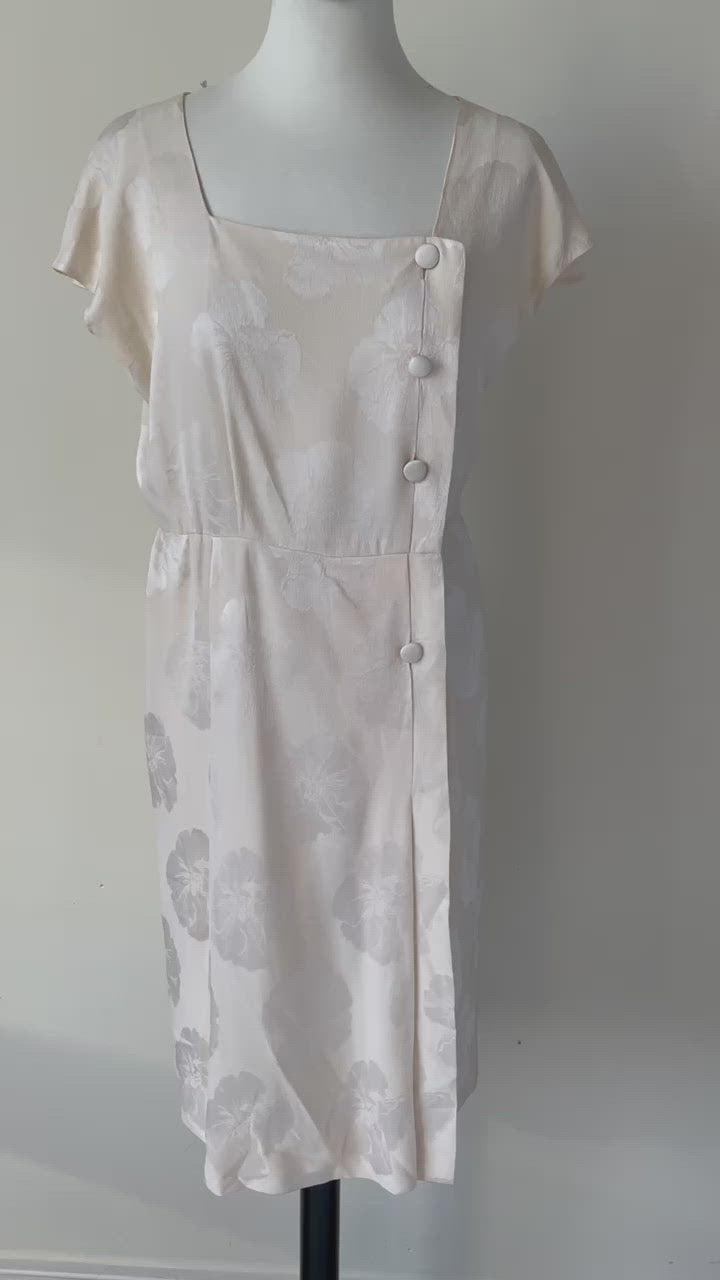 Ivory Cream Vintage Silk Wrap Dress - S / UK 10