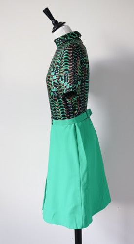 Mad Men Vintage Dress - 1970s - Green - Radke & Radke - S / M - UK 10 / 12