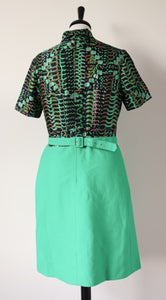 Mad Men Vintage Dress - 1970s - Green - Radke & Radke - S / M - UK 10 / 12