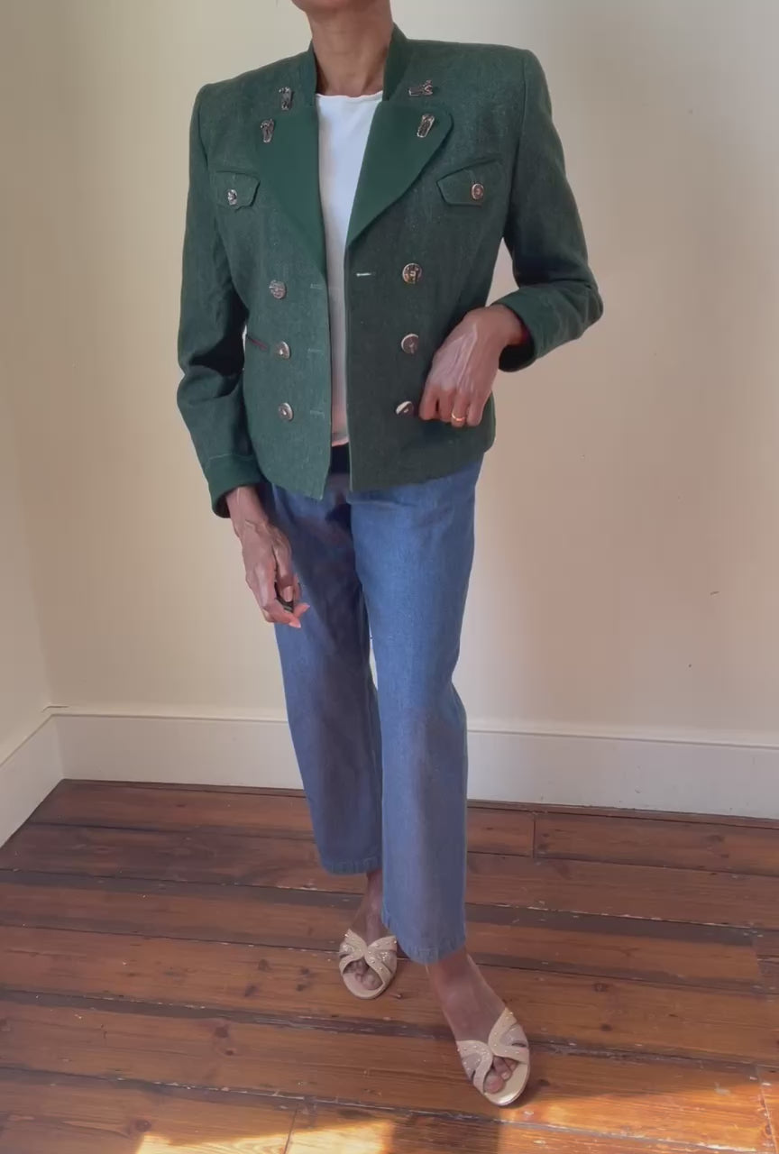 Vintage Tirol Trachten Jacket - Green Wool - Barbara's Trachtenladen - M / UK 12