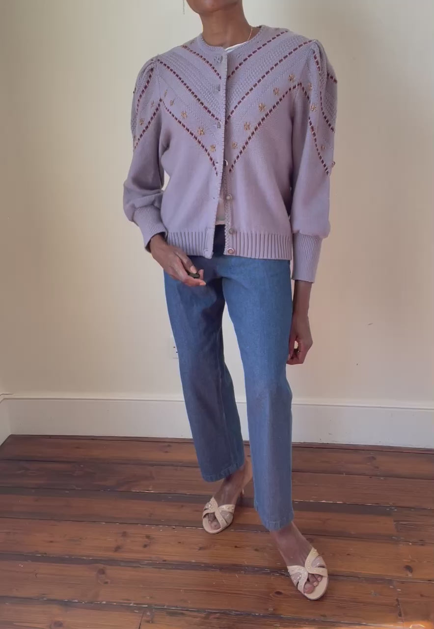 Vintage Tirol Wool Cardigan - Mauve Wool - Saltzburger Trachten - Oktoberfest - M / UK 12
