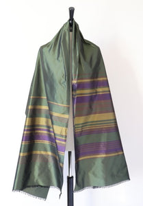 KENZO Taffeta Silk Evening Wrap / Scarf / Shawl - Green - LARGE