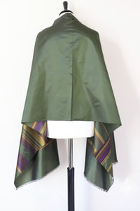 KENZO Taffeta Silk Evening Wrap / Scarf / Shawl - Green - LARGE