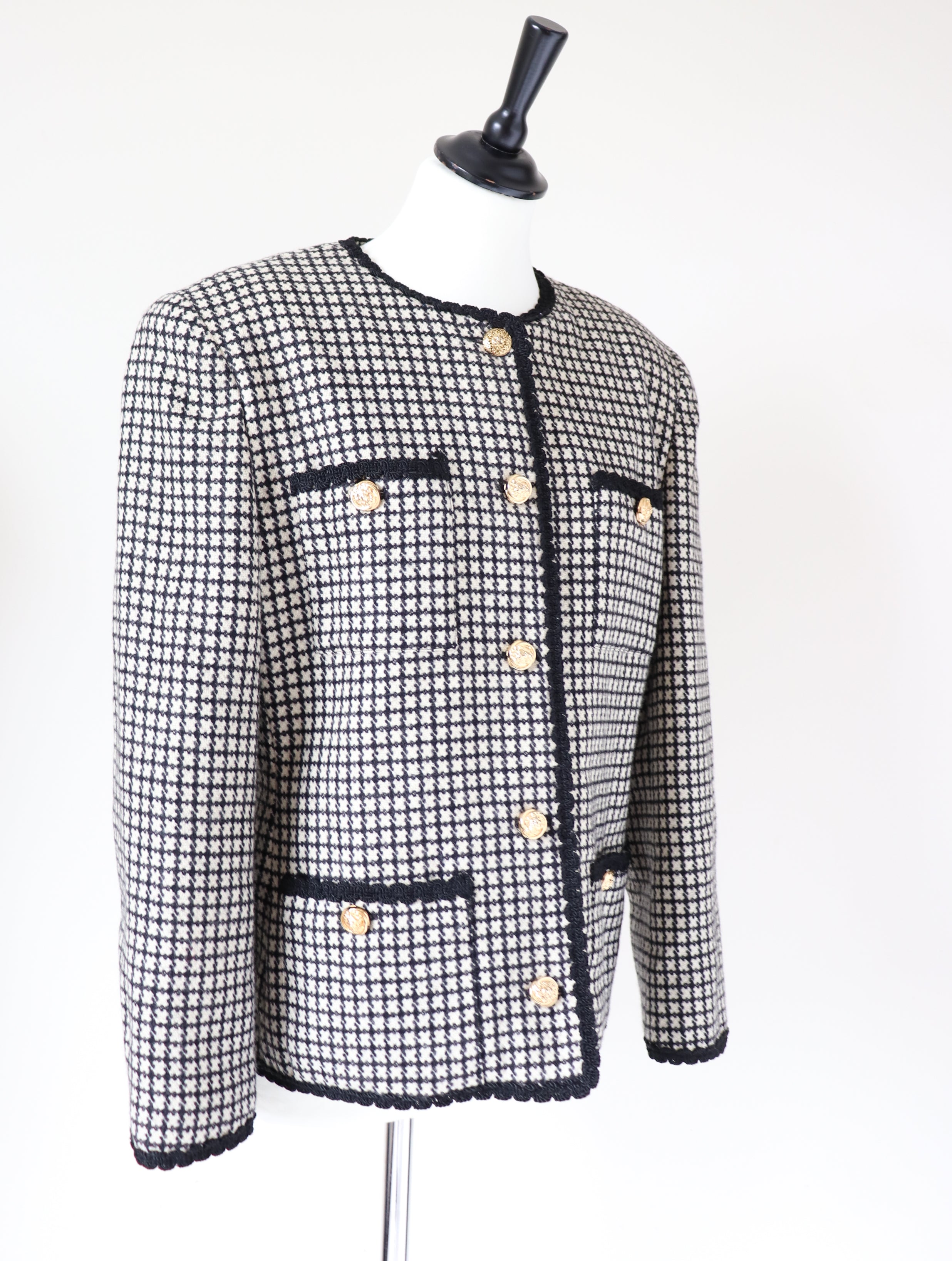Andrea Mare Collarless Wool Jacket - Vintage - UK 12 / 14