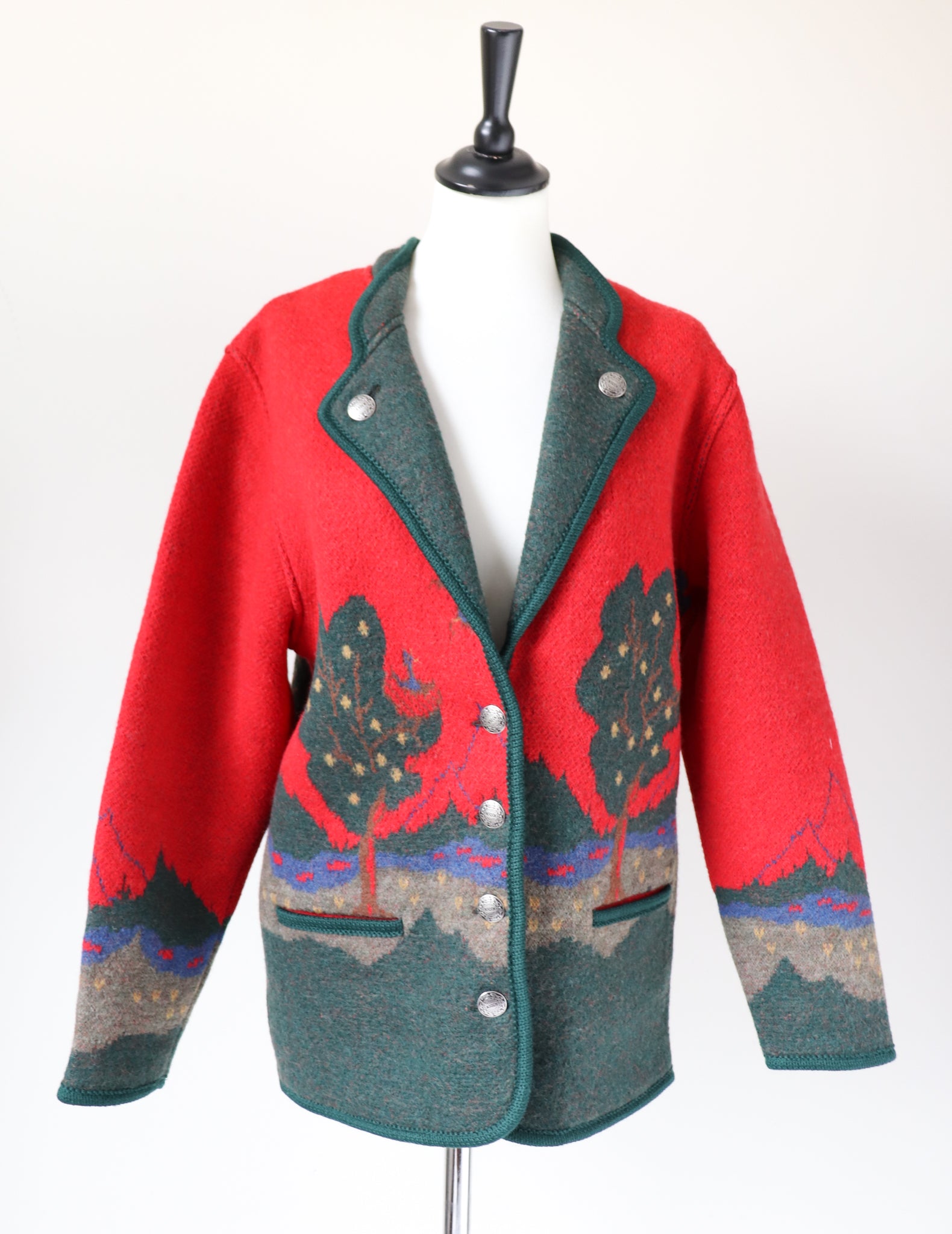 Tirol / Tyrol  Wool Jacket - Vintage - DOLOMITEN - Red - Oktoberfest - UK 12