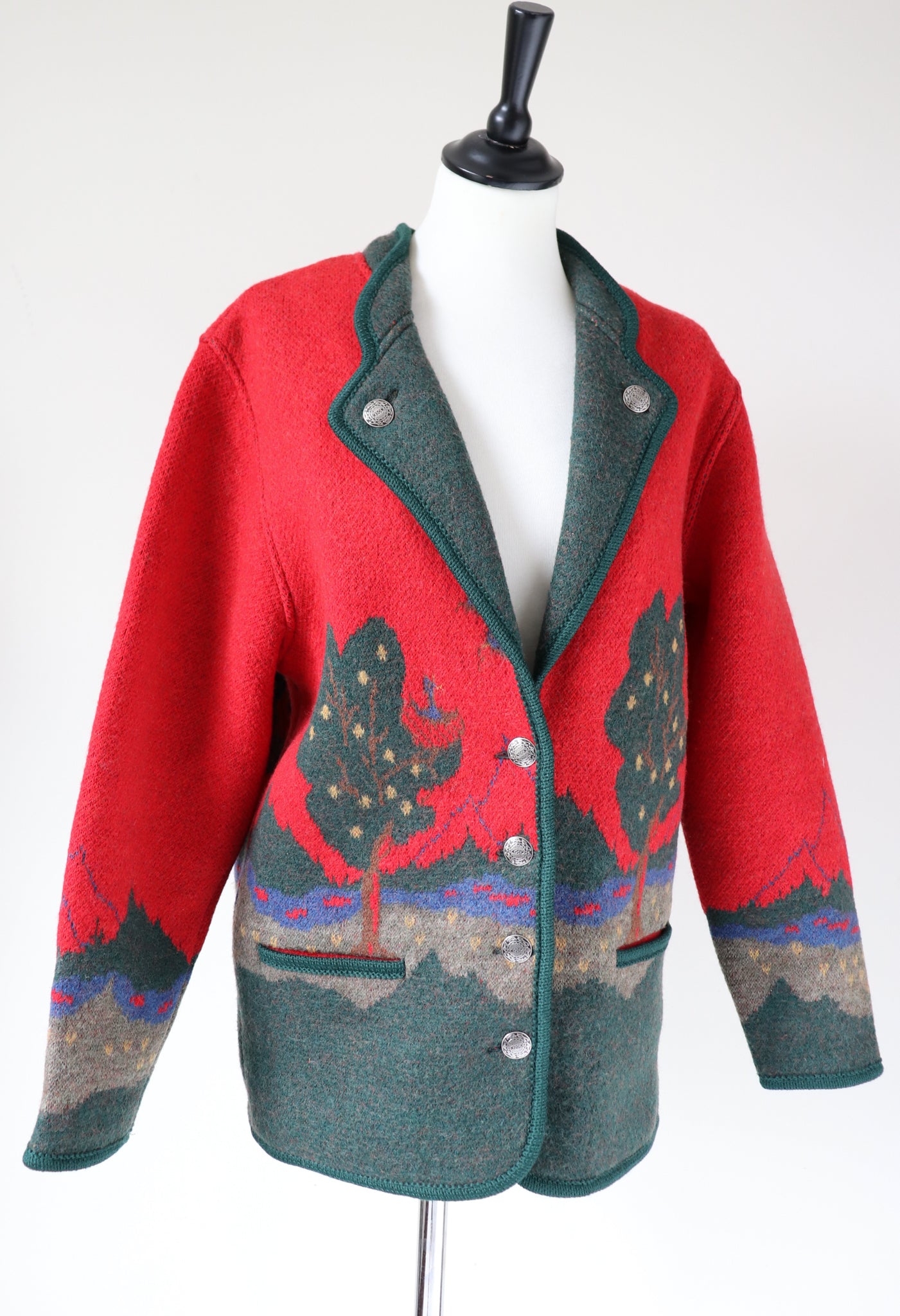 Tirol / Tyrol  Wool Jacket - Vintage - DOLOMITEN - Red - Oktoberfest - UK 12
