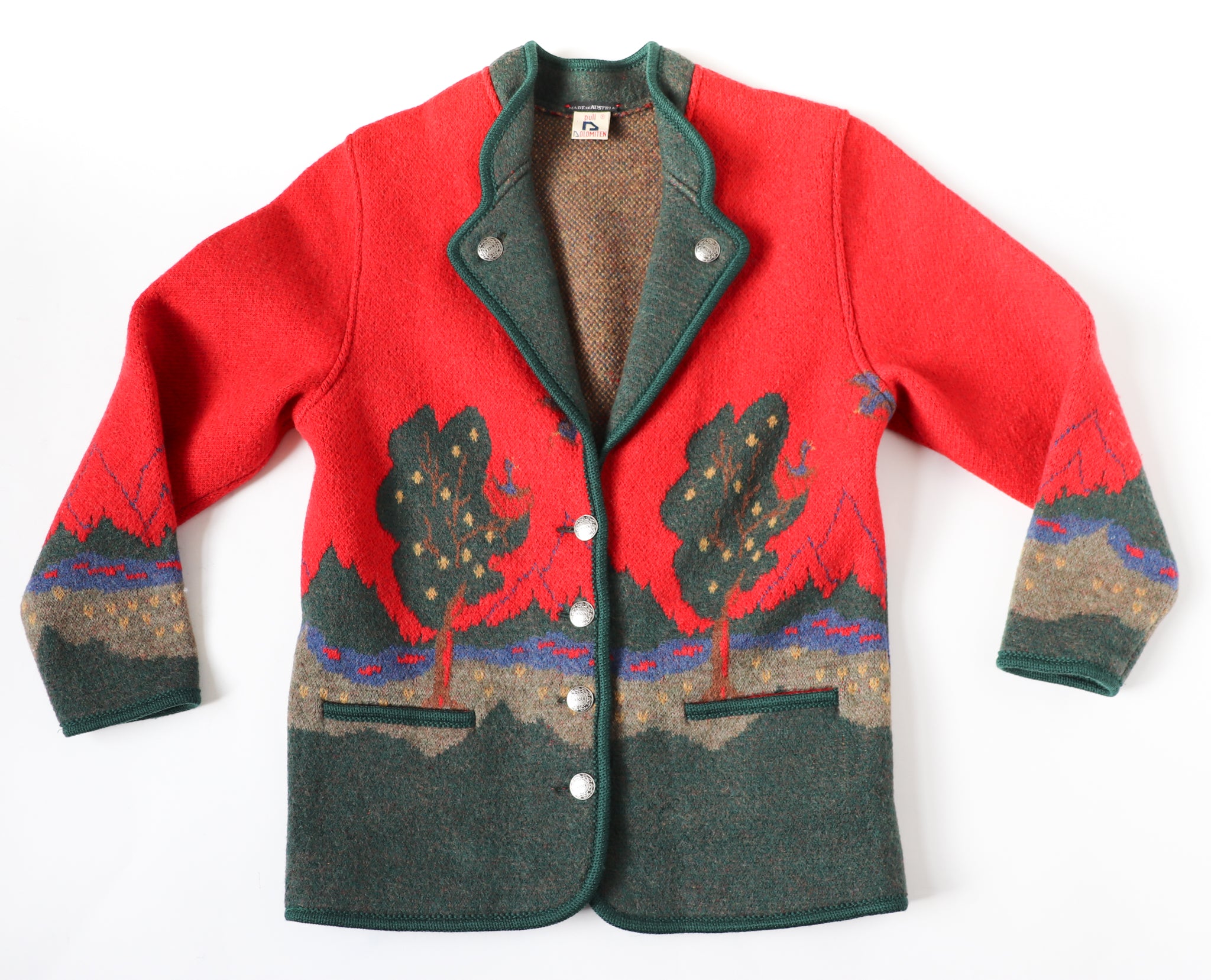 Tirol / Tyrol  Wool Jacket - Vintage - DOLOMITEN - Red - Oktoberfest - UK 12