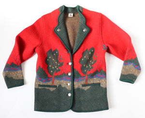 Tirol / Tyrol  Wool Jacket - Vintage - DOLOMITEN - Red - Oktoberfest - UK 12