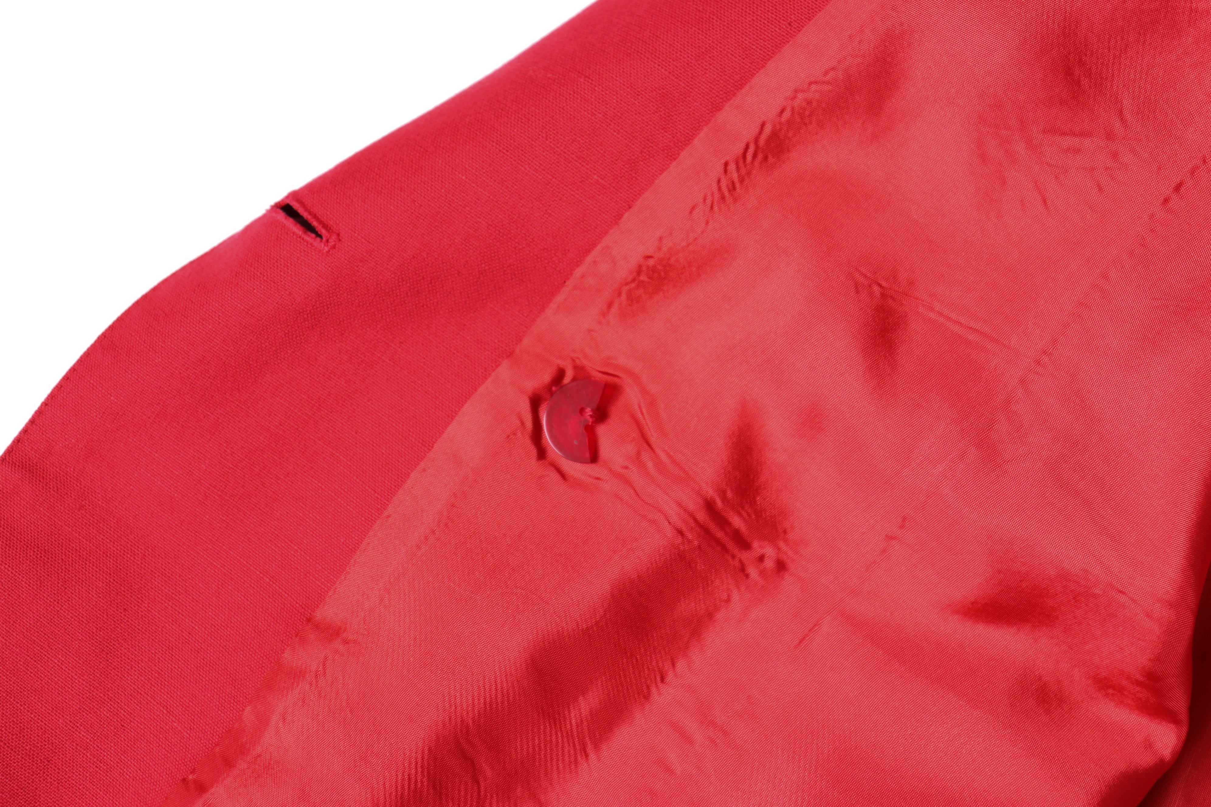 Red Blazer Jacket Wool - Cotton / Linen - Vintage - S / UK 10