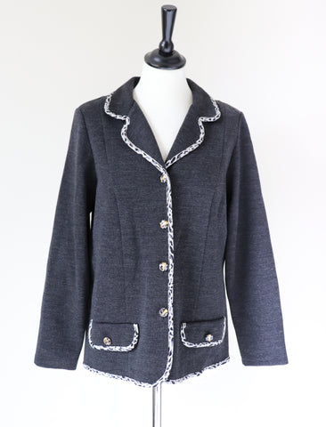 Nives Mora Knitted Grey Cardigan Jacket - Wool Blend - M / UK 12