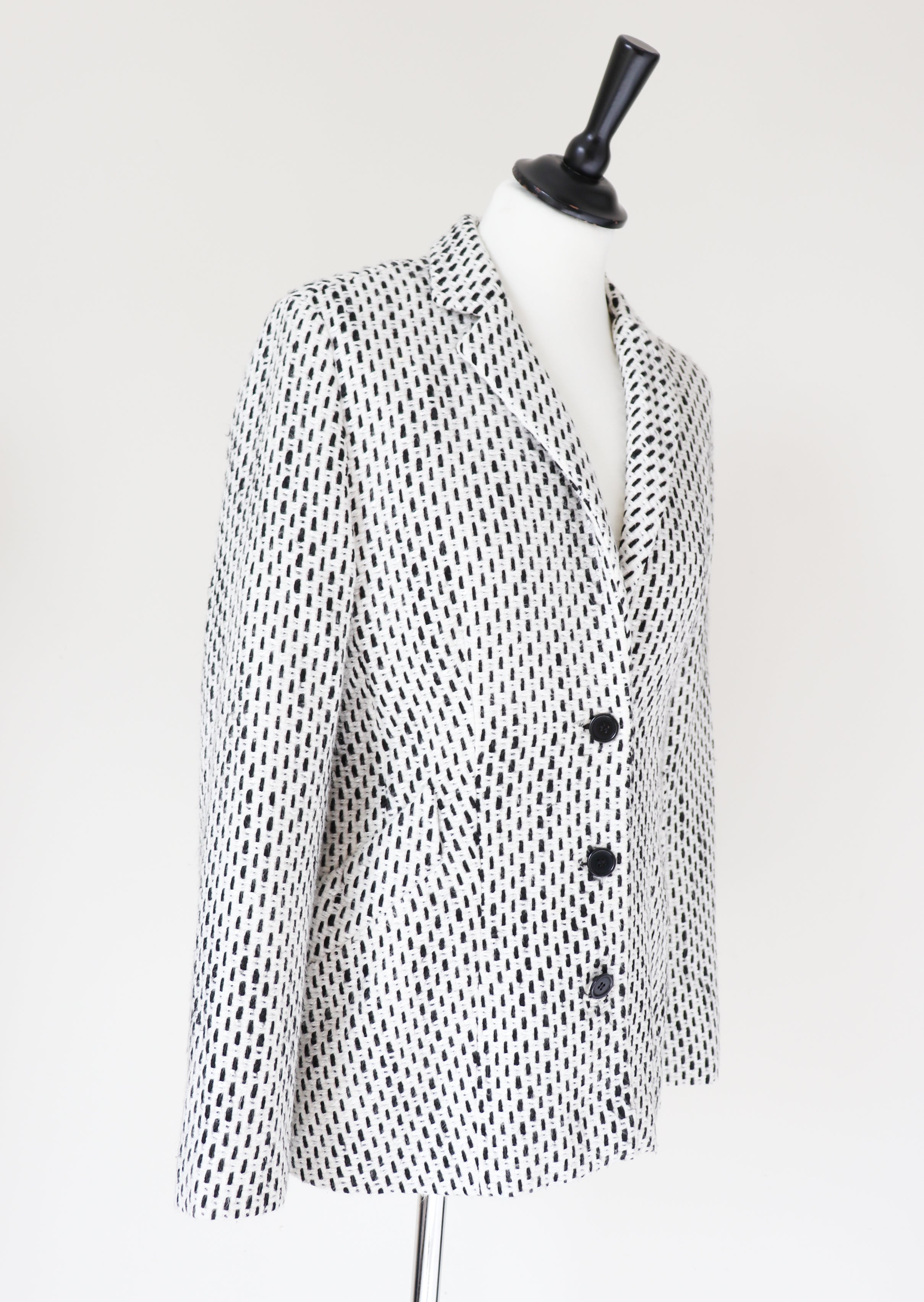 Checked / Spotted Jacket - Sigrid Schmidbauer - Cream White / Black - S / UK 10