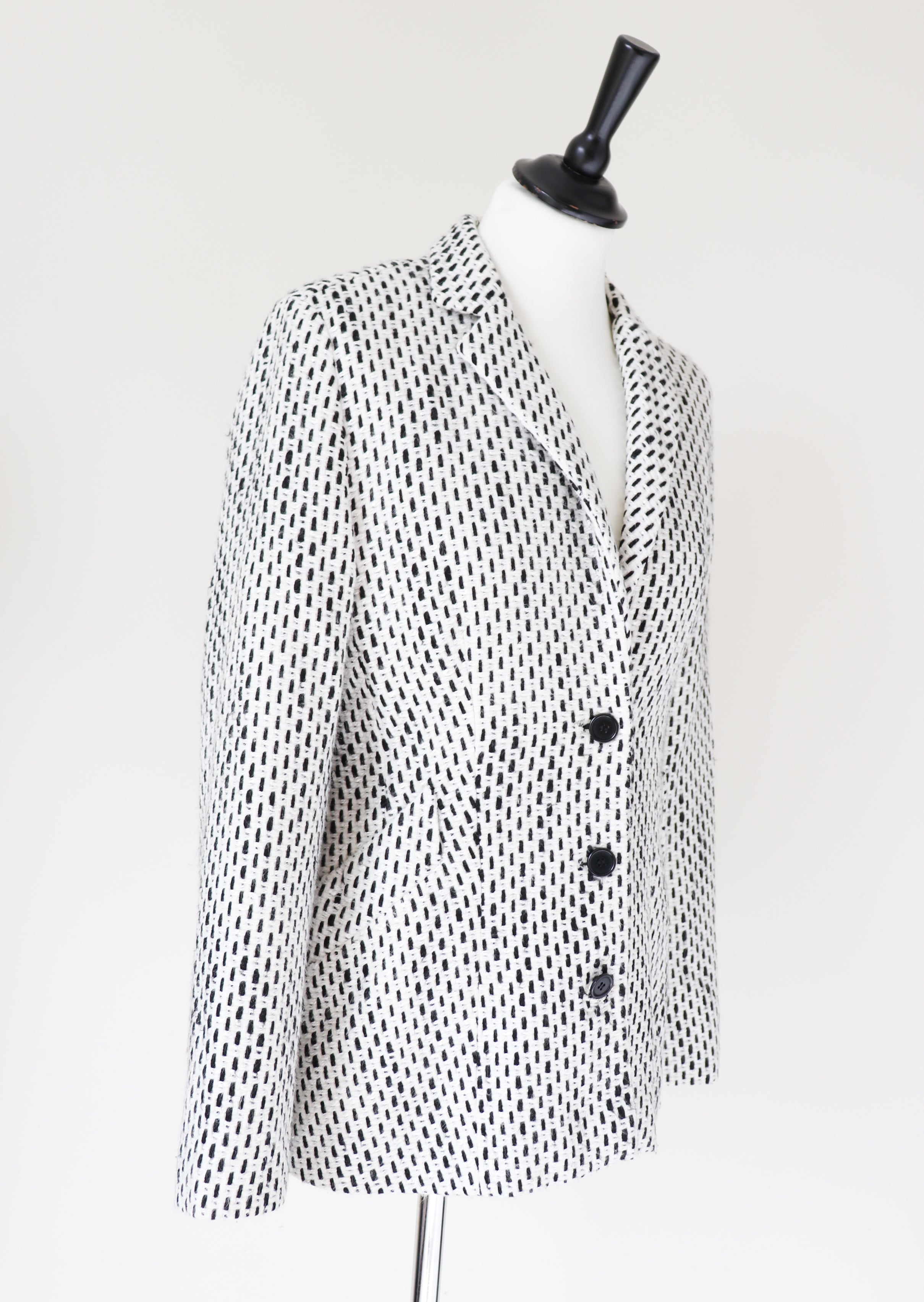 Woven Wool Jacket - Sigrid Schmidbauer - Ivory White / Black - S / UK 10
