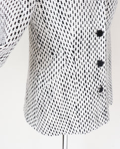 Checked / Spotted Jacket - Sigrid Schmidbauer - Cream White / Black - S / UK 10