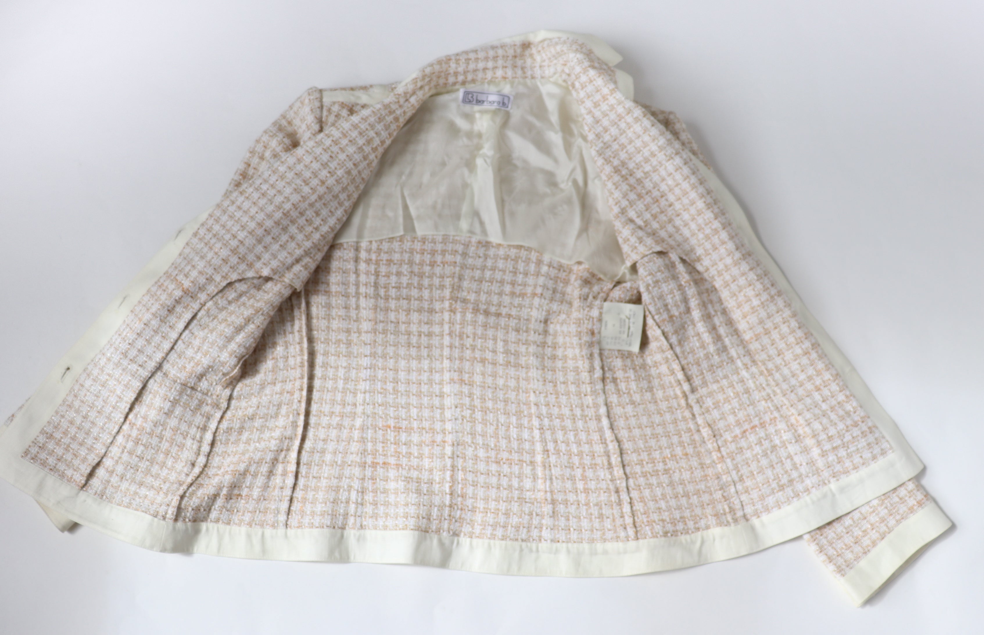Barbara B Tweed Jacket - Vintage - Cream / Beige - Label 14 - UK 10 / 12