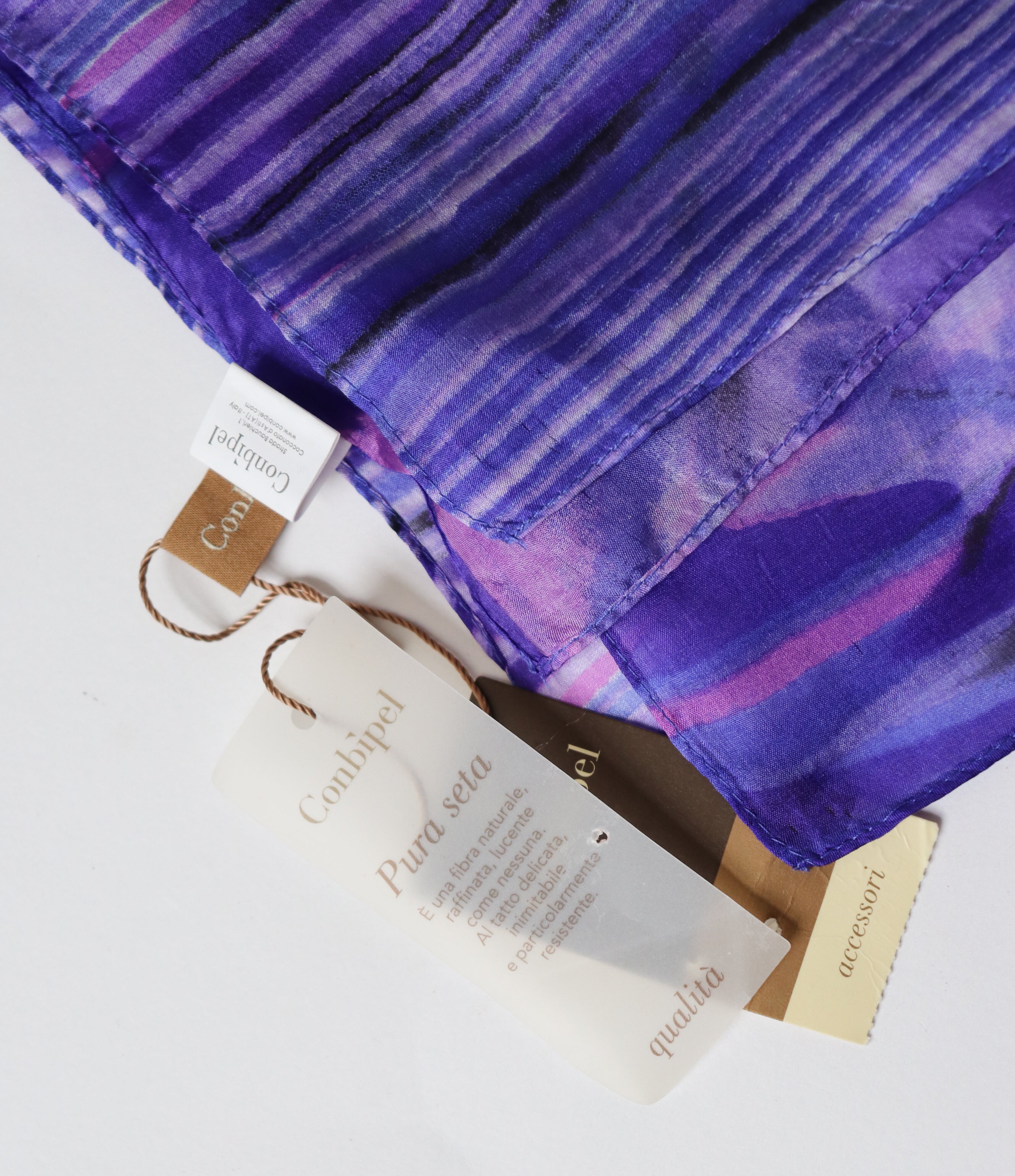 Purple Chiffon Silk Scarf / Shawl -Conbipel - X LARGE - Labels Attached