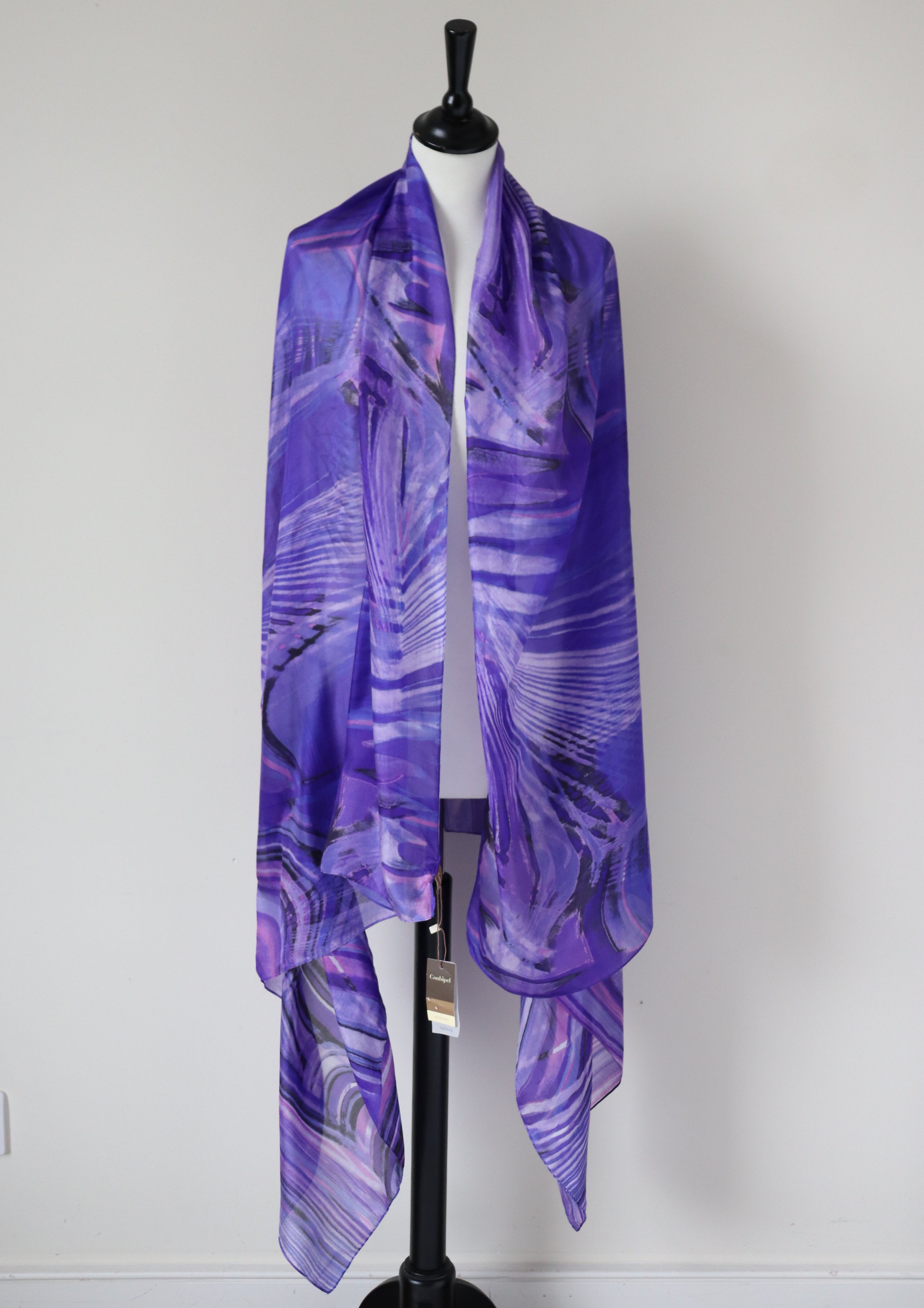 Purple Chiffon Silk Scarf / Shawl -Conbipel - X LARGE - Labels Attached