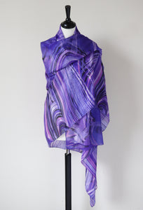 Purple Chiffon Silk Scarf / Shawl -Conbipel - X LARGE - Labels Attached