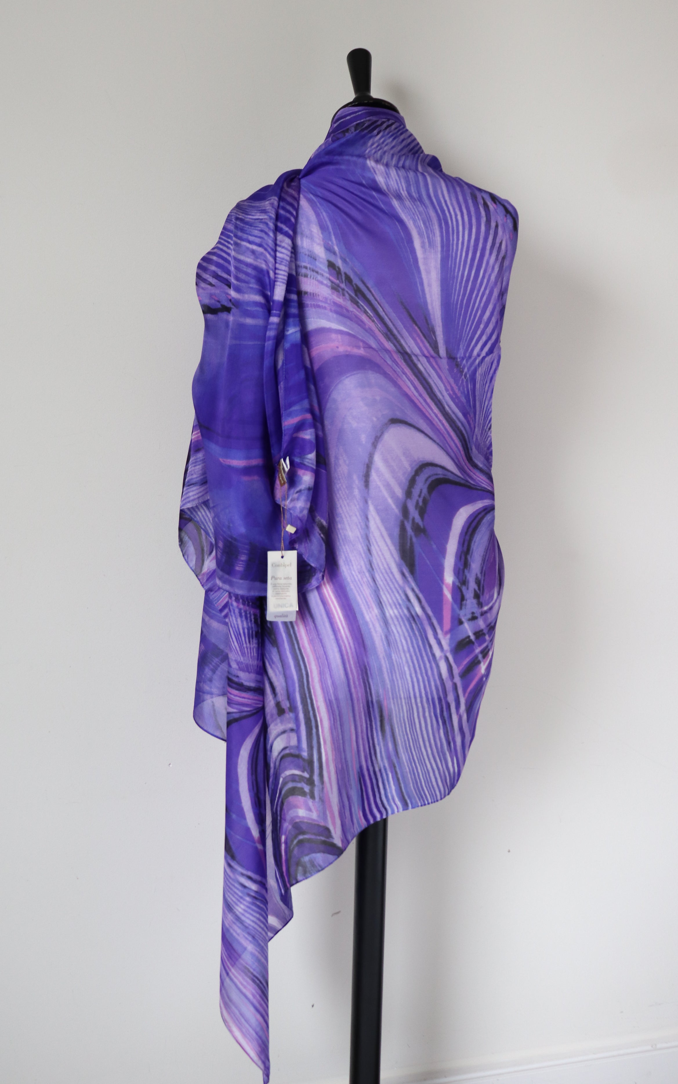 Purple Chiffon Silk Scarf / Shawl -Conbipel - X LARGE - Labels Attached
