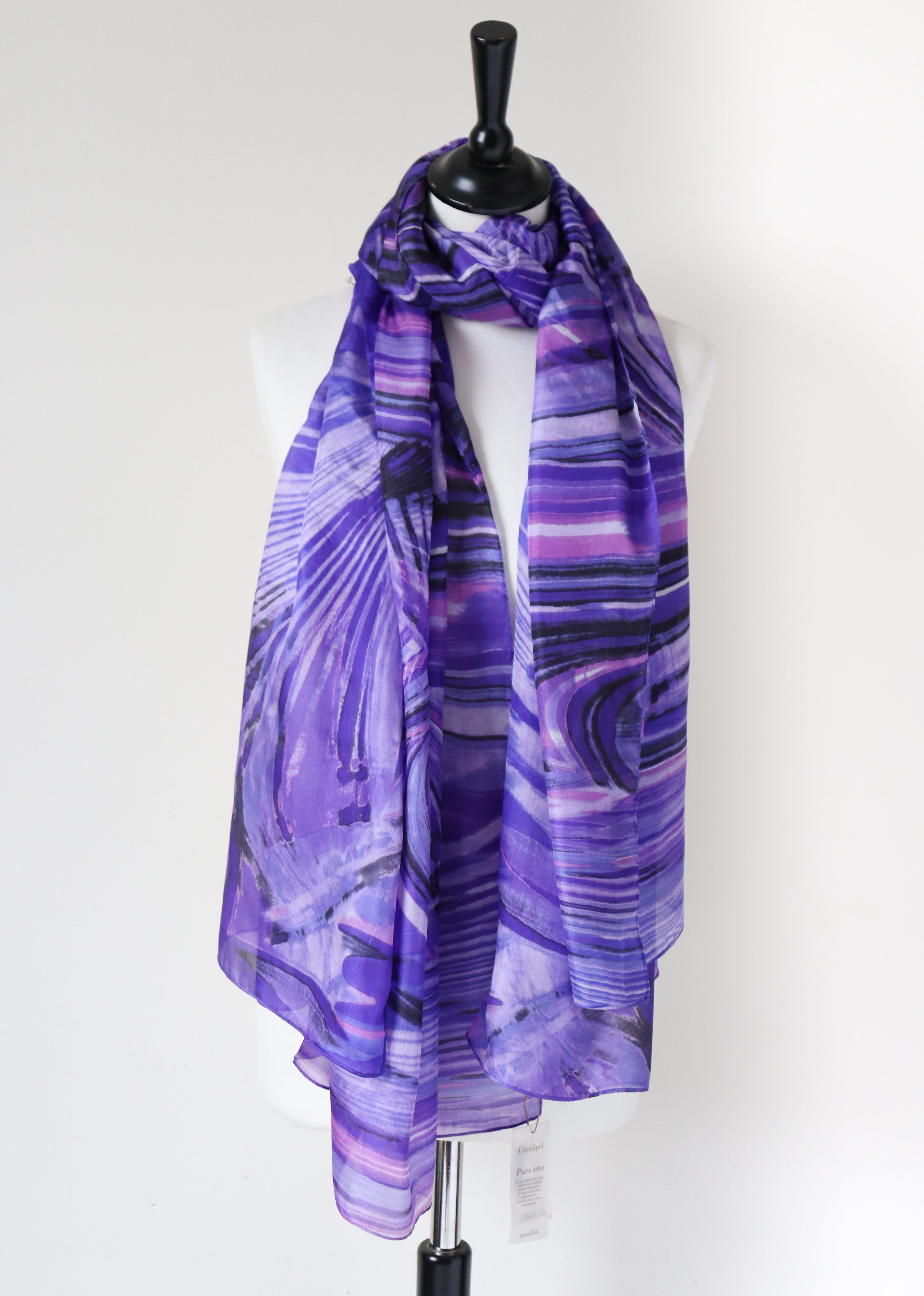 Purple Chiffon Silk Scarf / Shawl -Conbipel - X LARGE - Labels Attached