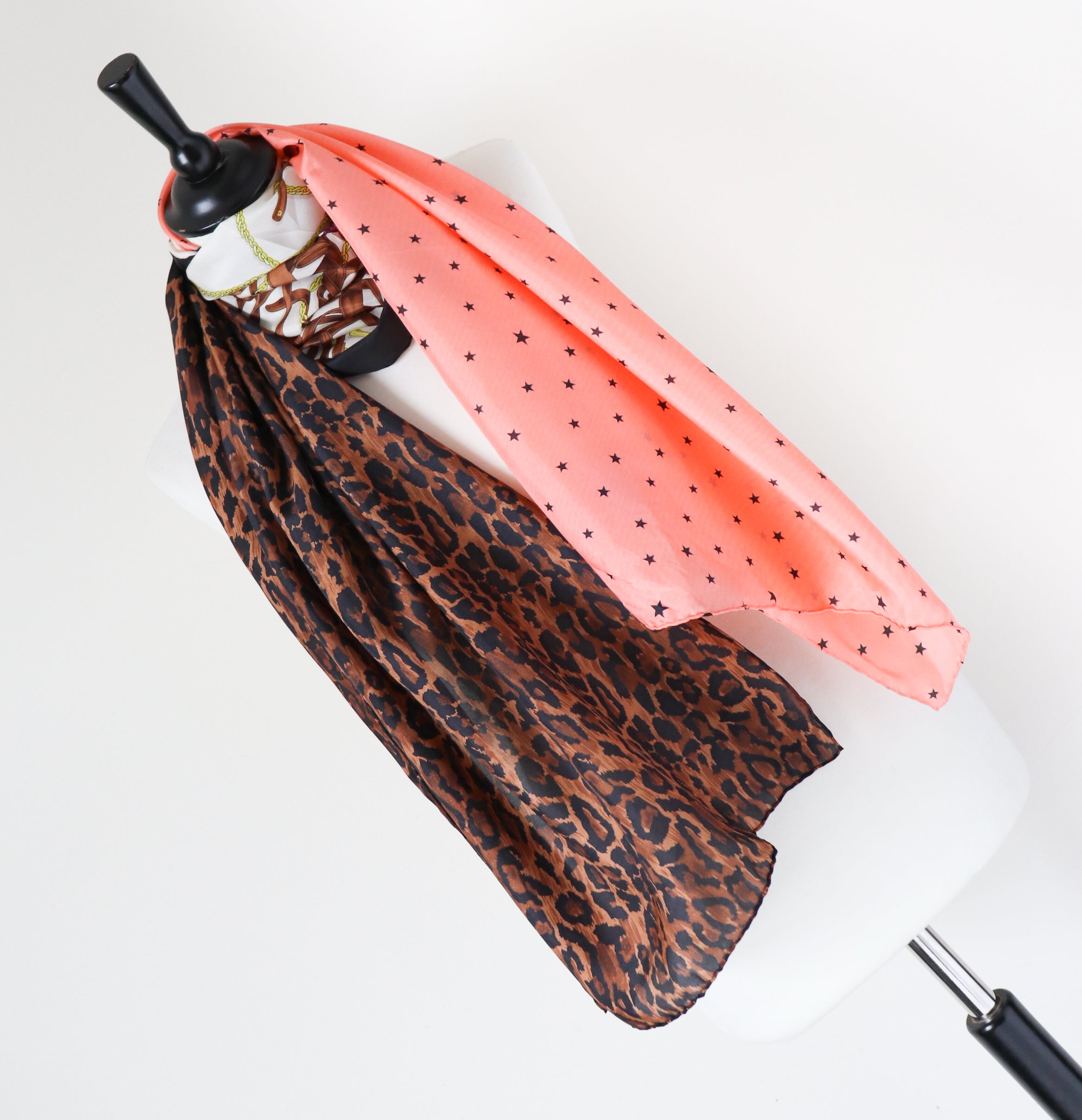 Codello Silk Scarf - Leopard  / Equestrian / Spotted Stars - LARGE / LONG