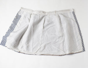 Vintage Button-Through Straight Skirt - Blue / White - S / UK 10