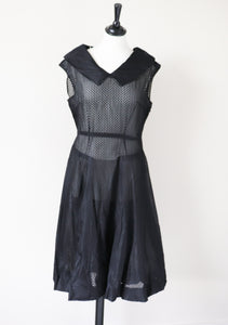 1950s Original Black Dress - See Through - Cocktail / Evening Dress - UK 10 / 12