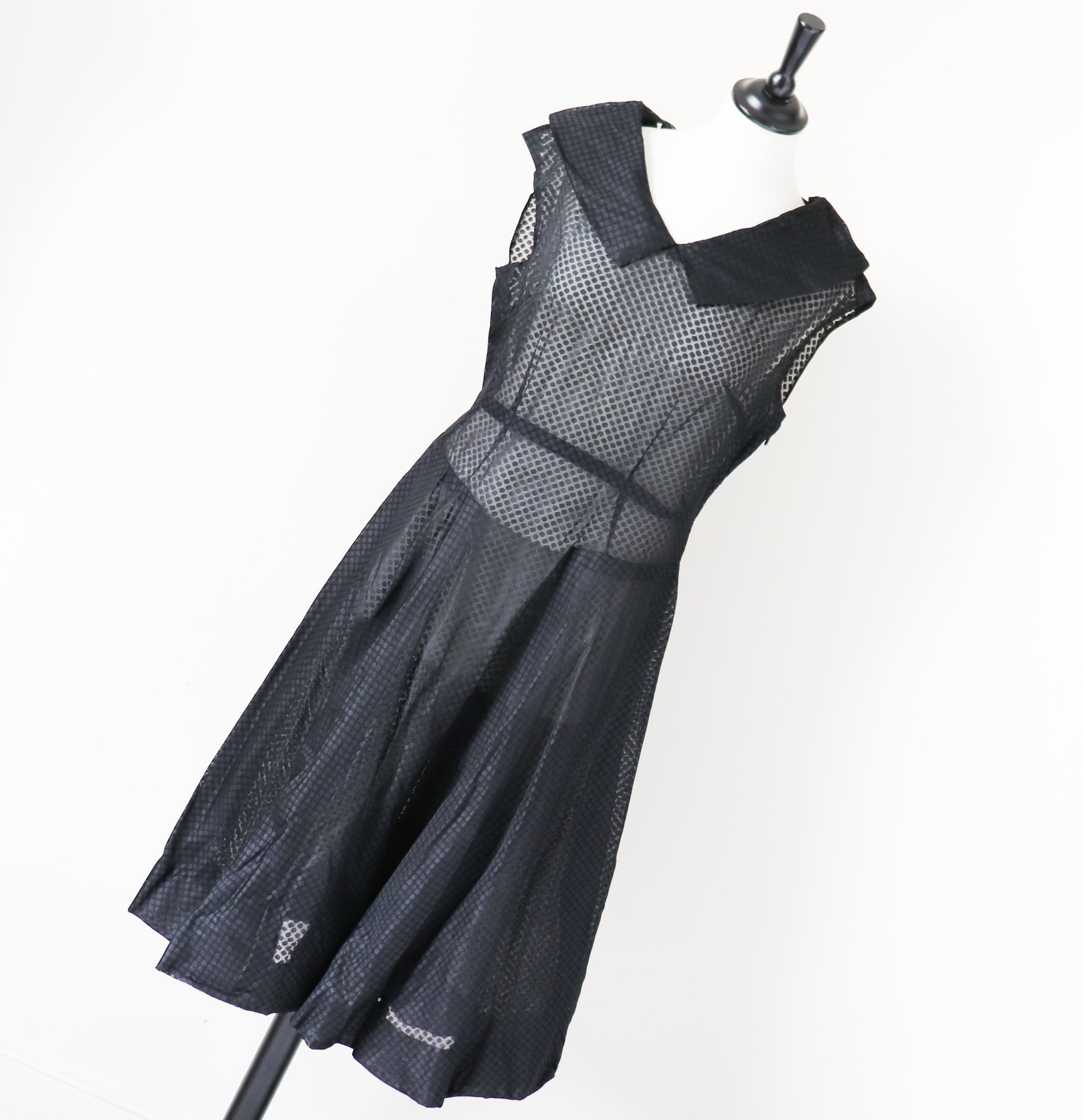 1950s Original Black Dress - See Through - Cocktail / Evening Dress - UK 10 / 12