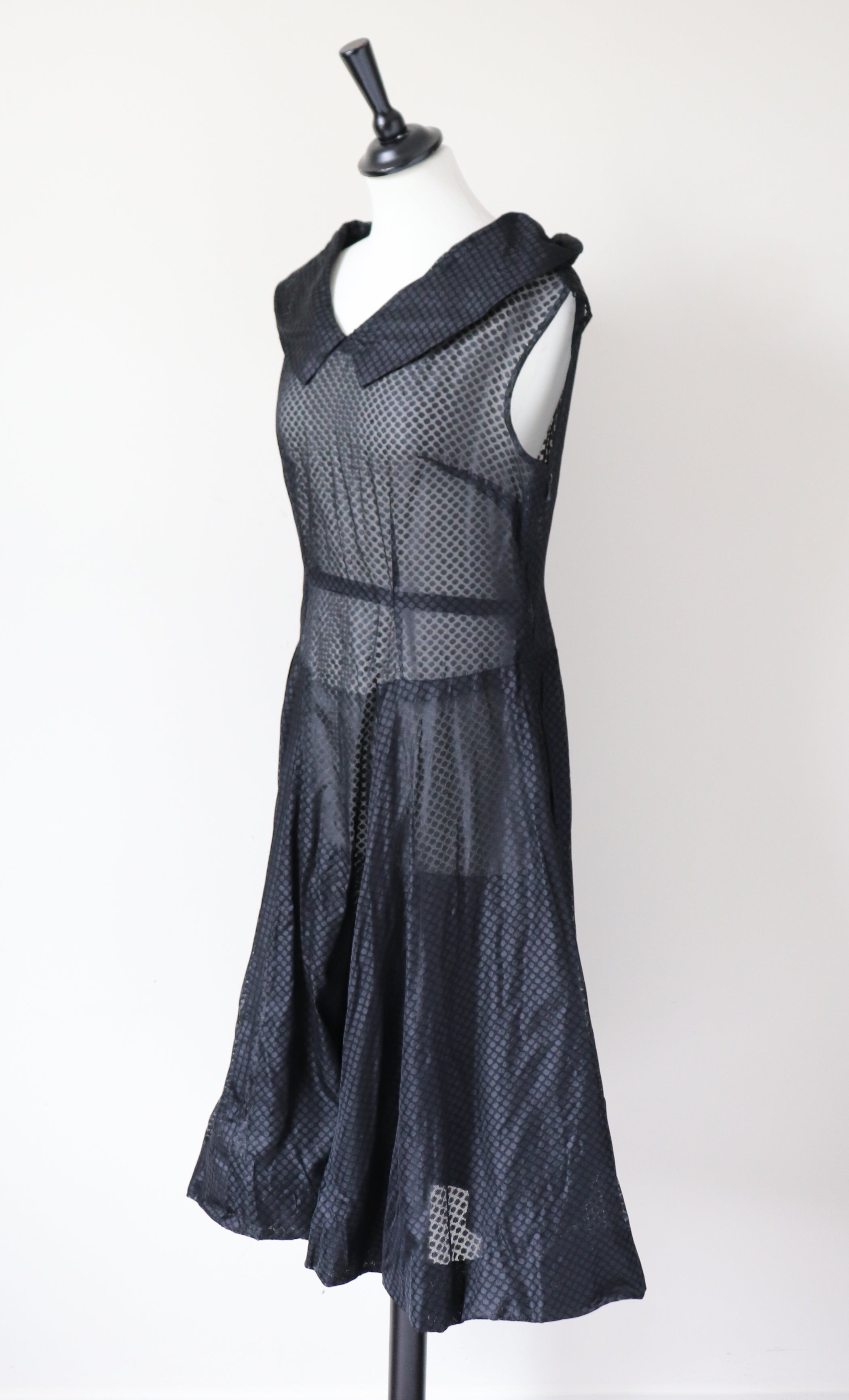 1950s Original Black Dress - See Through - Cocktail / Evening Dress - UK 10 / 12